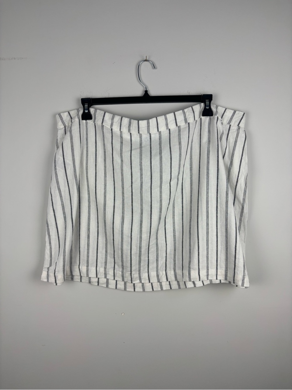 Old Navy Womens 2X Black White Striped Linen Blend Mini Skirt Coastal Beach